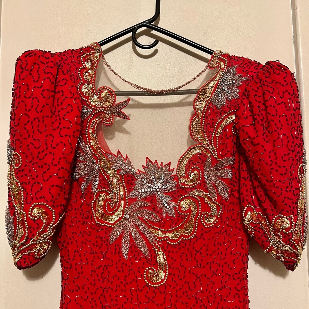 Elegant Red Embellished Dress